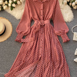 Robe rétro terracotta à pois