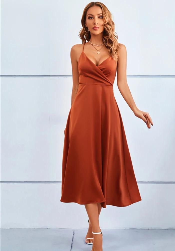 Robe longue couleur terracotta sale