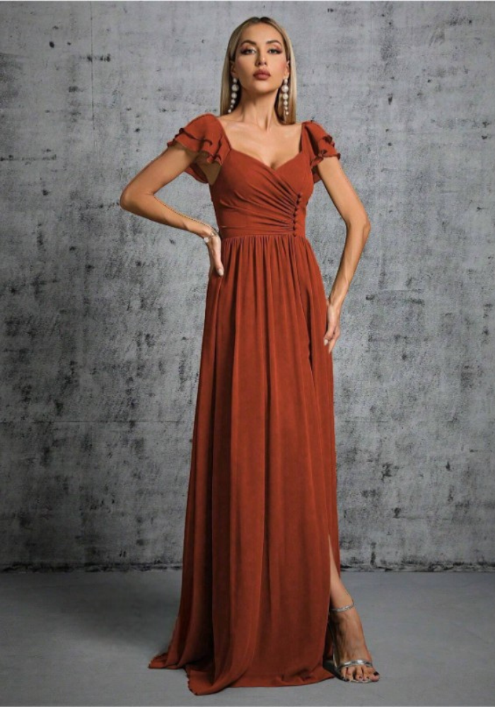 Robe terracotta automne/hiver cérémonie