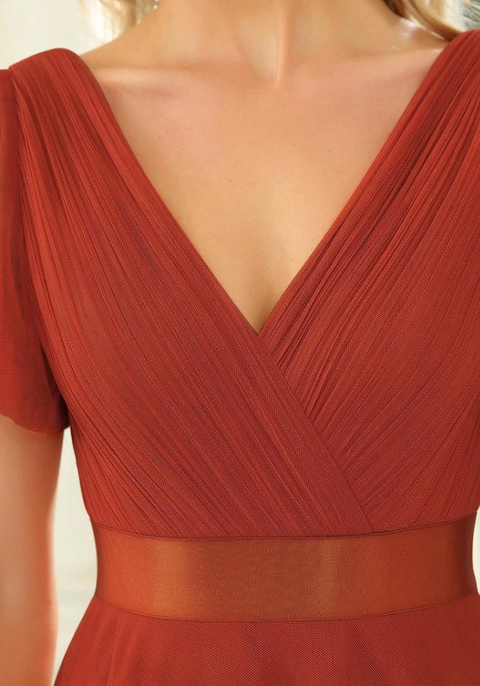 Robe terracotta fluide détails