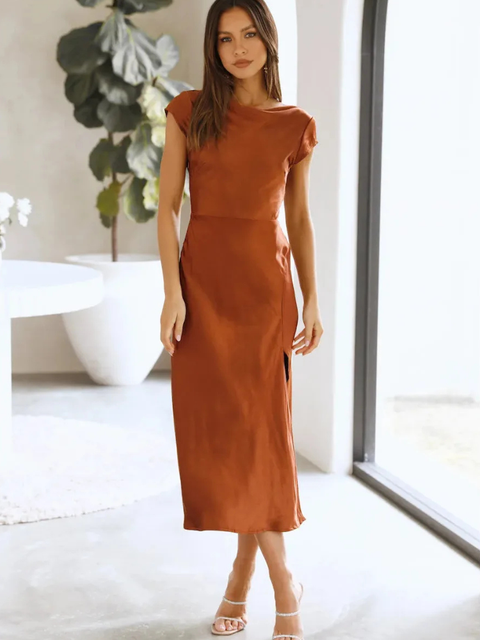 Robe cuivrée mi-longue