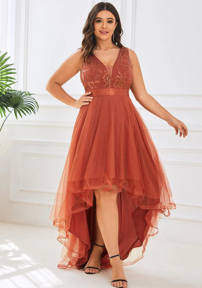 Robe grande taille terracotta