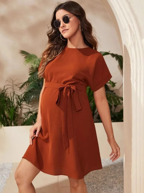Robe grossesse terracotta femme