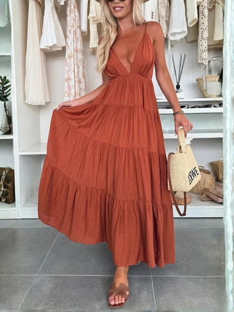 Robe longue cuivre bohème