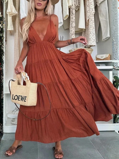 Robe longue cuivre bohème femme