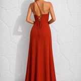 Robe longue dos nu terracotta de dos