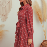 Robe rétro terracotta à pois