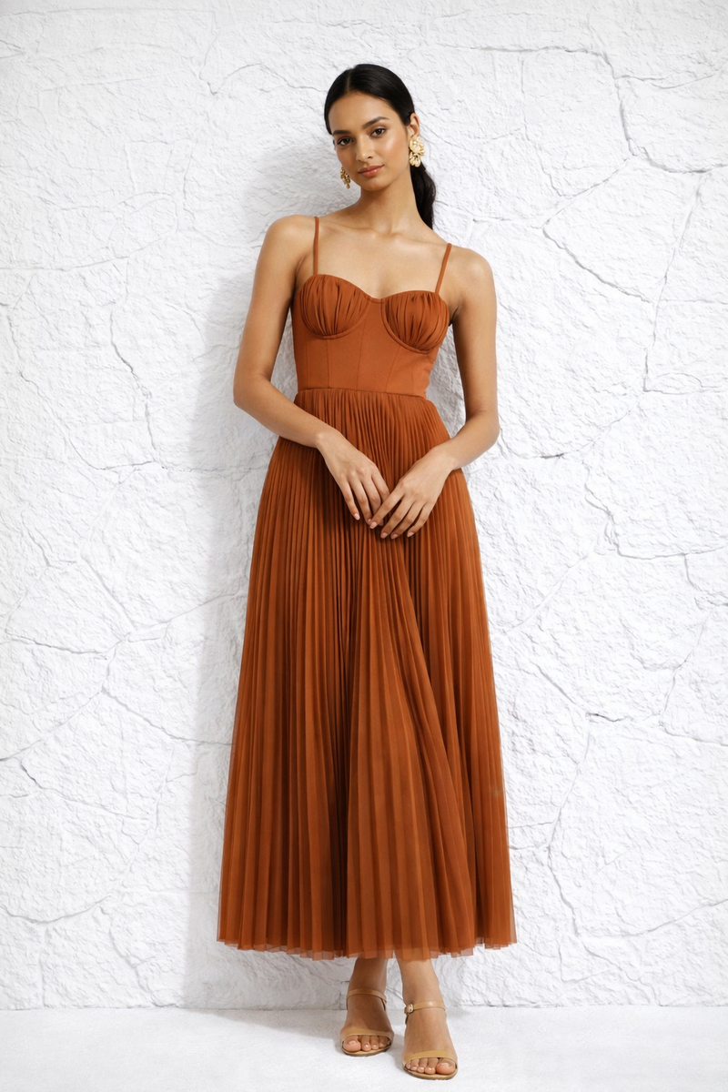 Robe terracotta plissée