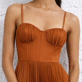 Robe terracotta plissée bustier