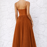 Robe terracotta plissée bustier femme