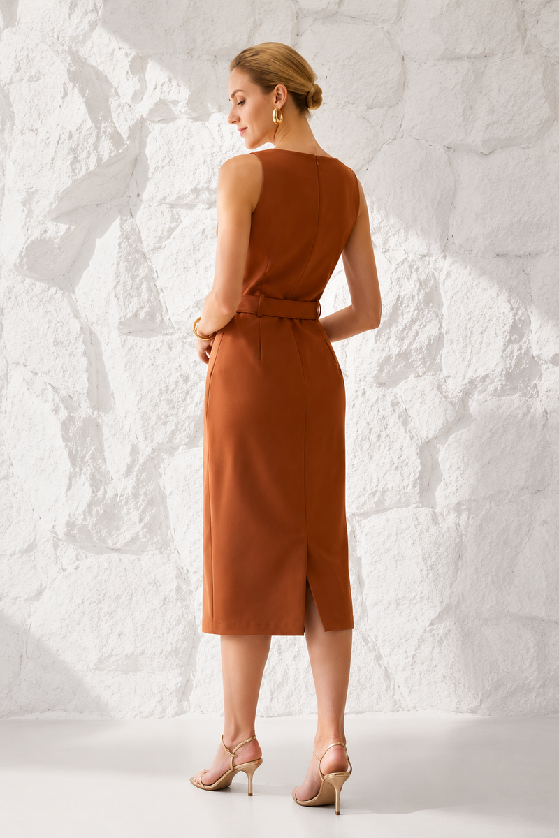 Robe droite terracotta