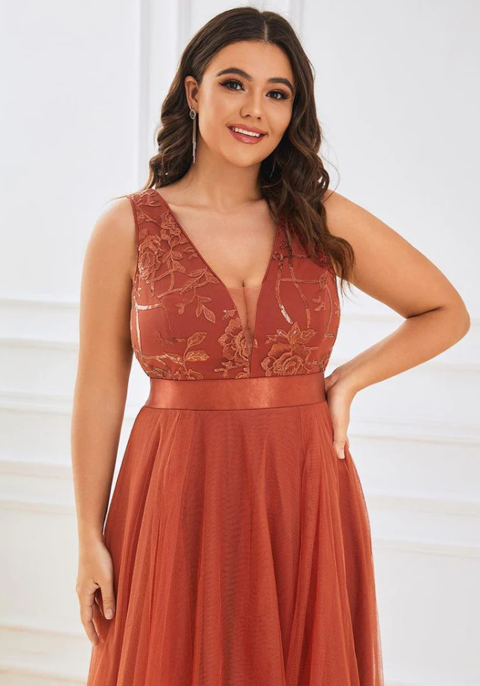 Grande Taille Robe Serrée Taille Robe Grande Taille Terracotta