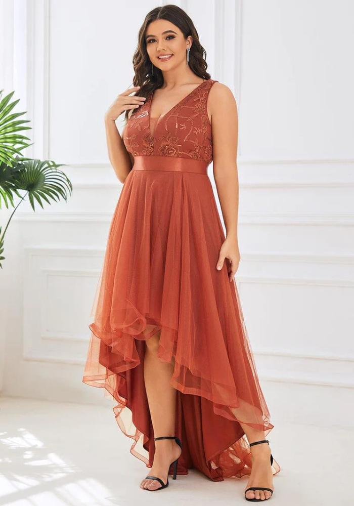 Robe grande taille terracotta