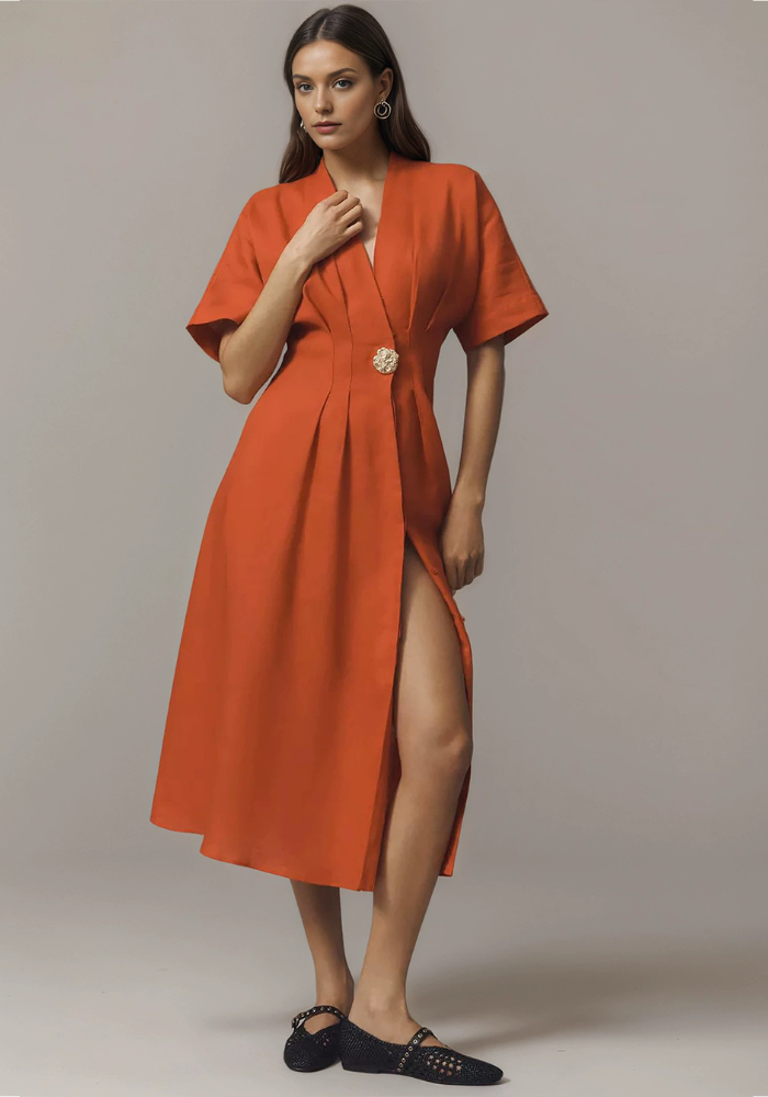 Robe portefeuille terracotta