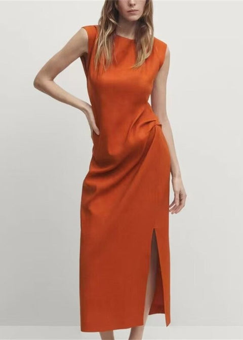 Robe rouille terracotta à fente