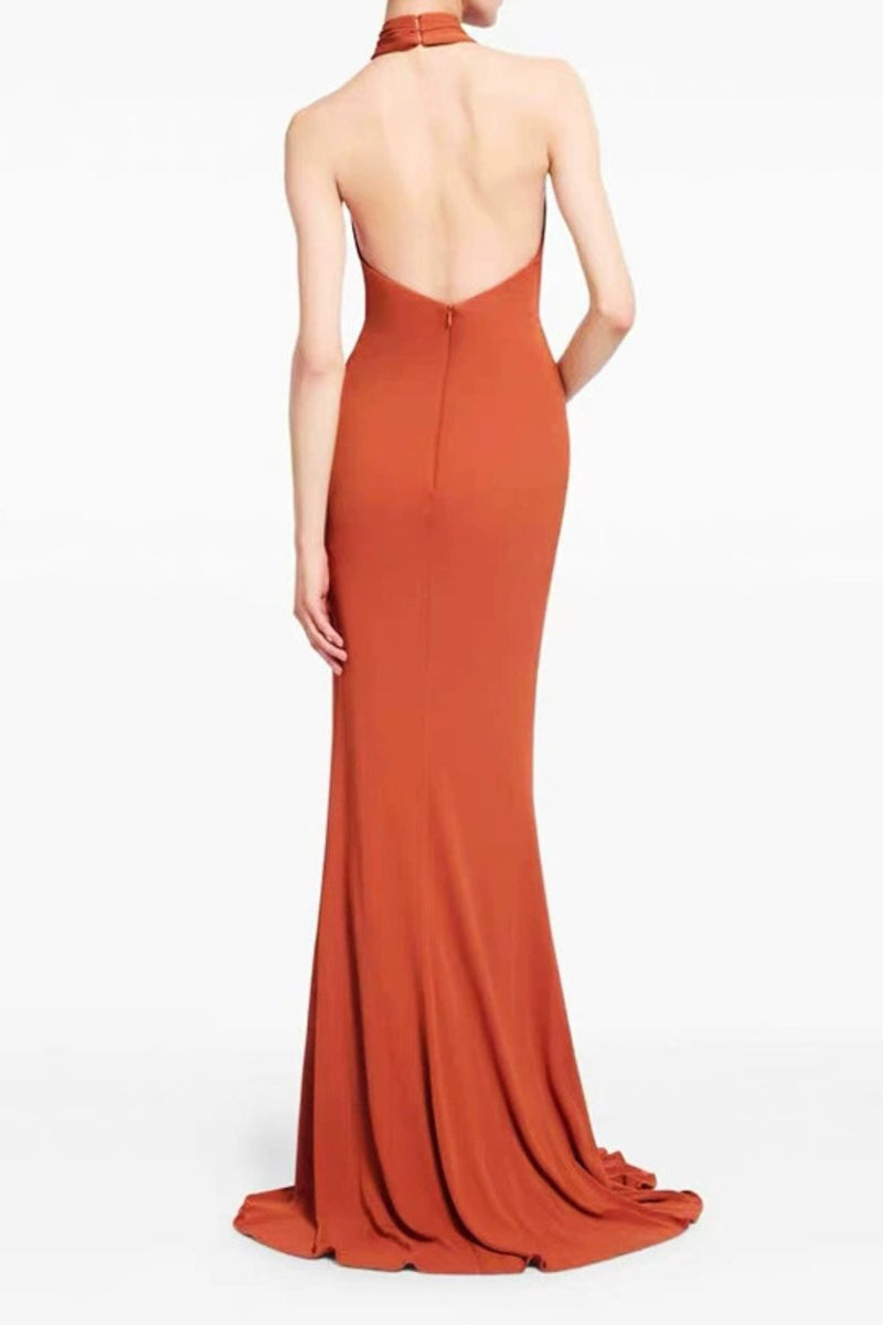 Robe témoin terracotta épaules dénudées