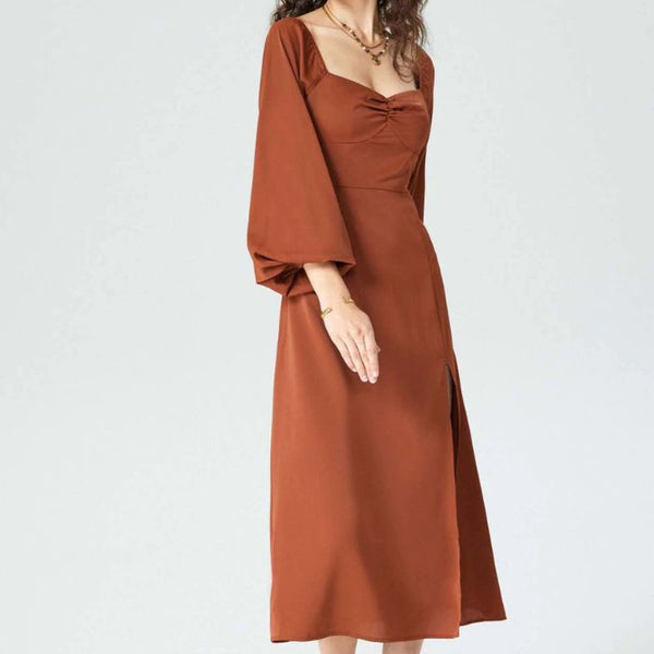 Robe terracotta manche longue