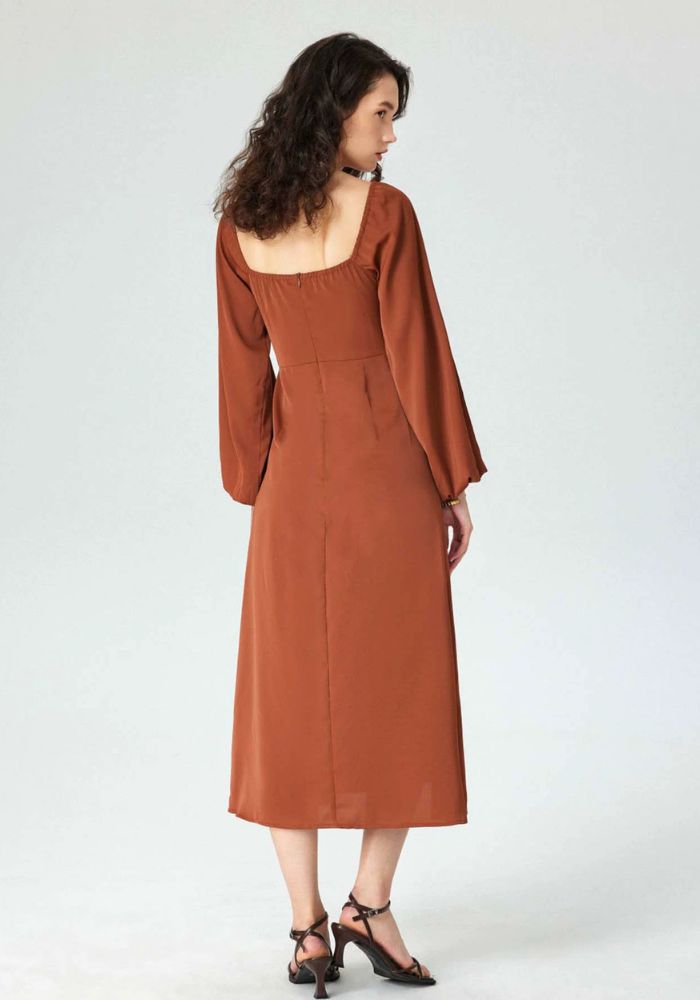 Robe terracotta manche longue