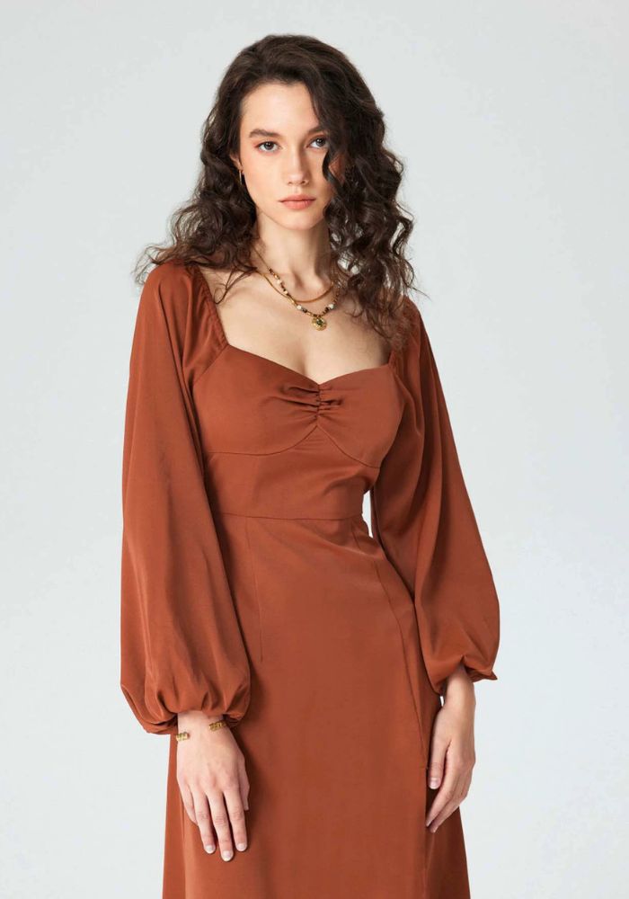 Robe terracotta manche longue