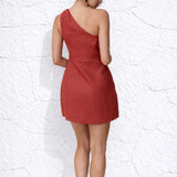 Robe courte asymétrique terracotta