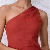 Robe courte asymétrique terracotta