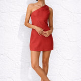 Robe courte asymétrique terracotta