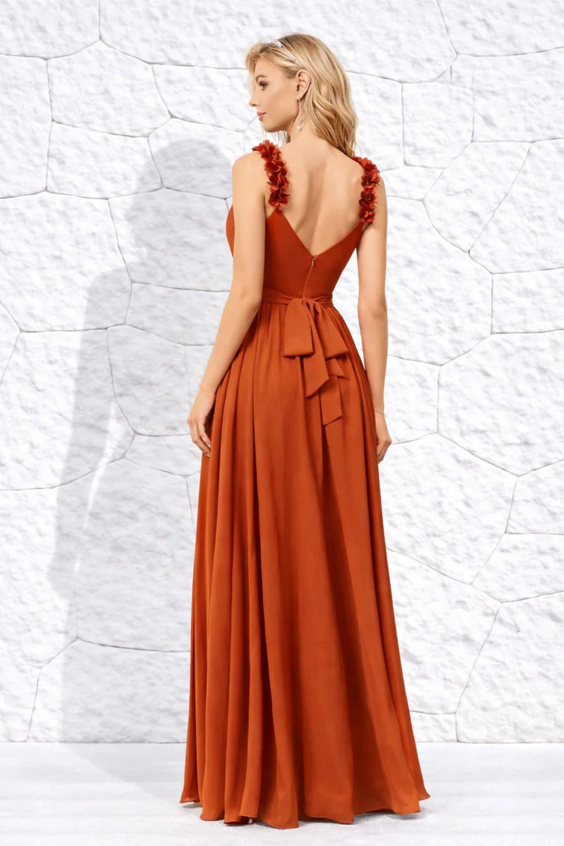 Robe cérémonie terracotta à fleurs