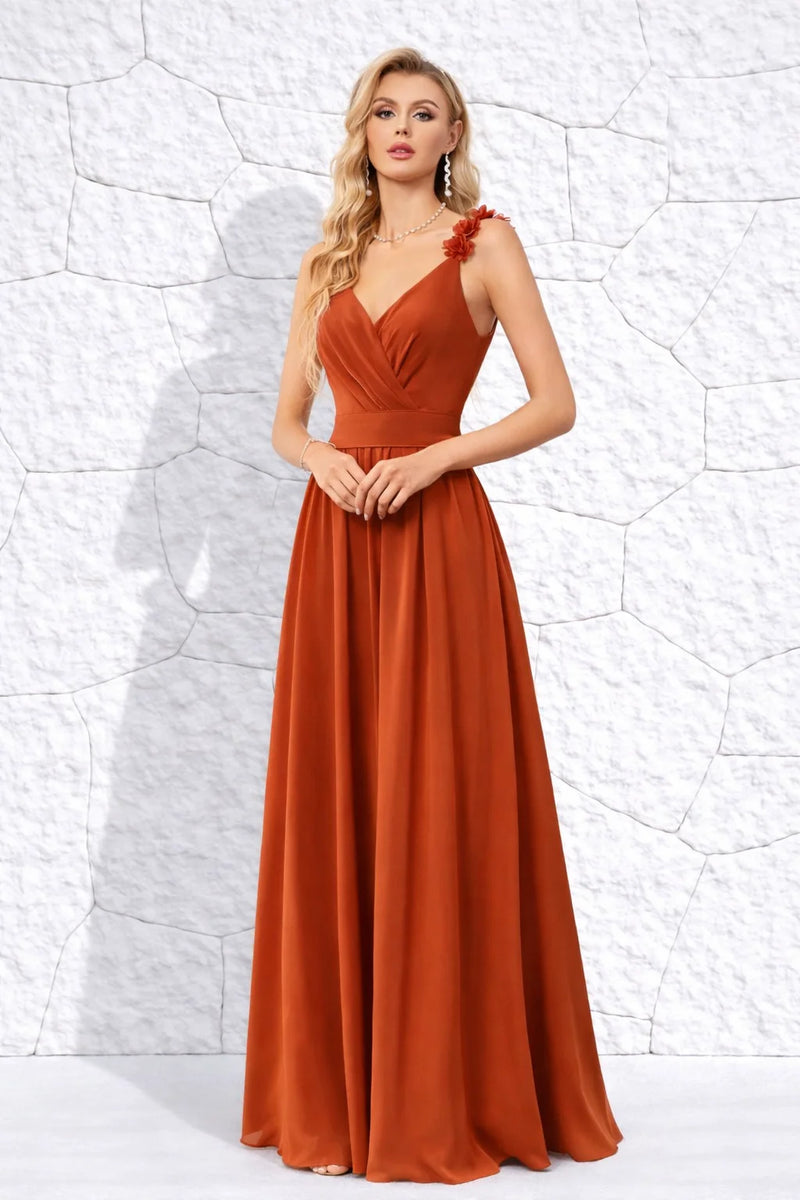 Robe cérémonie terracotta à fleurs