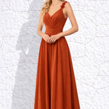 Robe cérémonie terracotta à fleurs