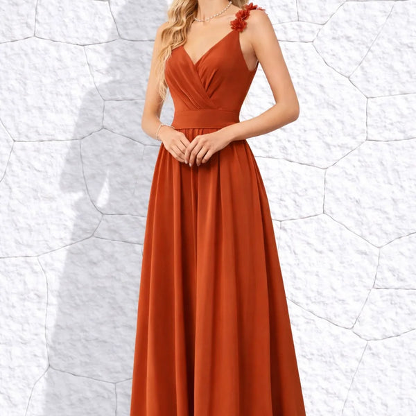 Robe cérémonie terracotta à fleurs