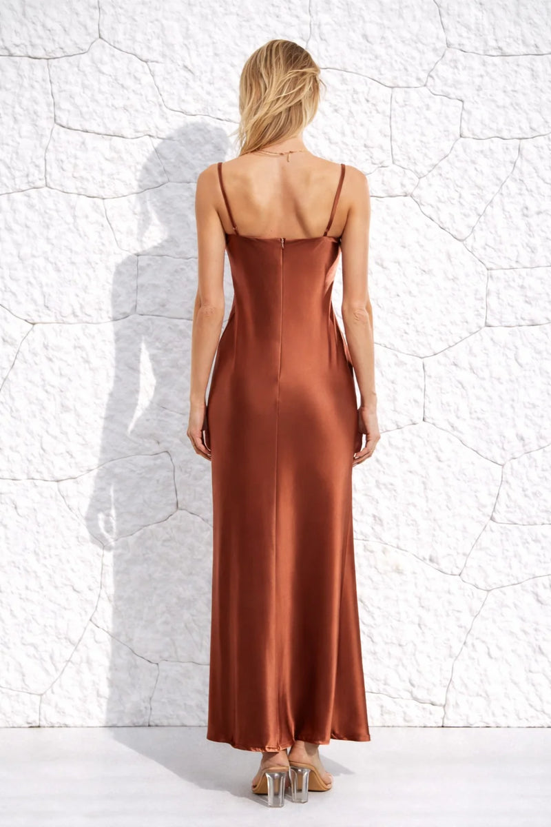 Robe longue chic terracotta