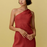 Robe asymétrique terracotta