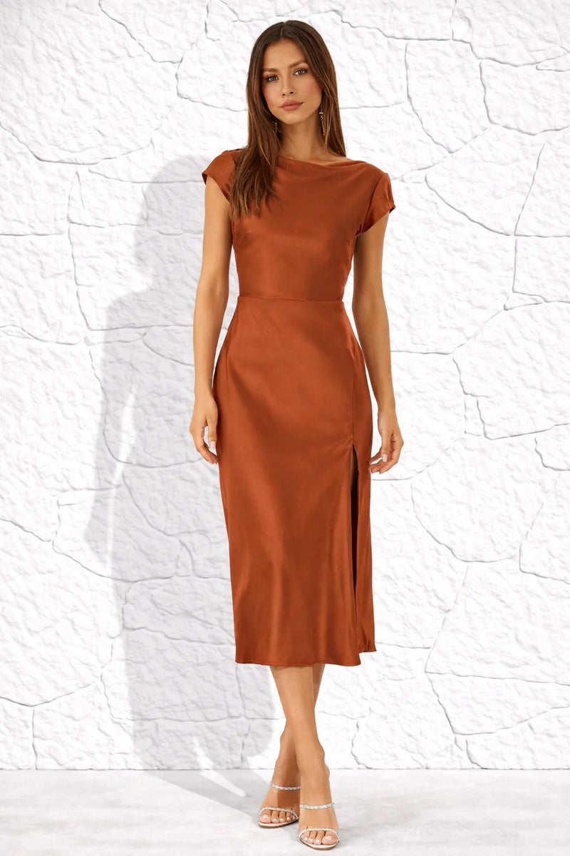 Robe cuivrée mi-longue