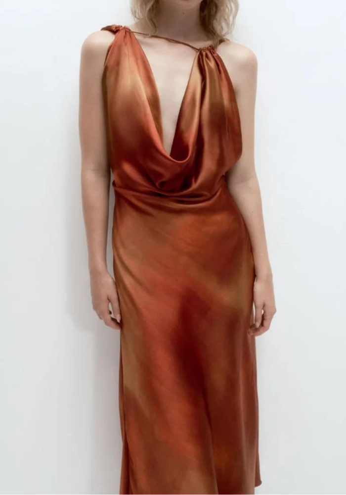 Robe de soirée terracotta dégradé