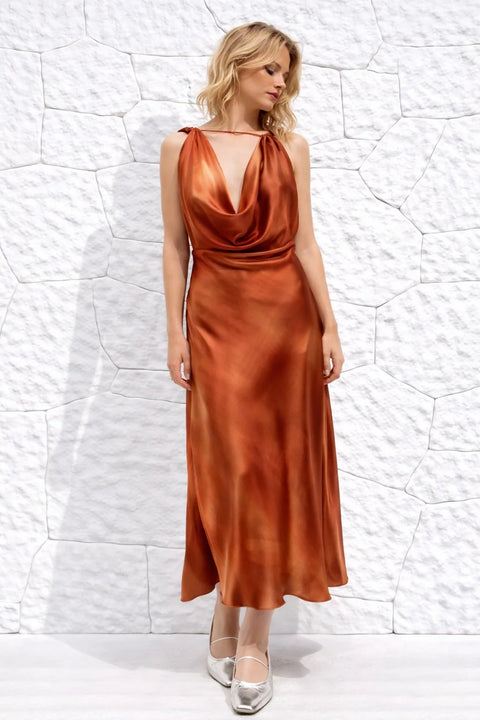 Robe de soirée terracotta dégradé