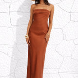 Robe longue couleur terre cuite