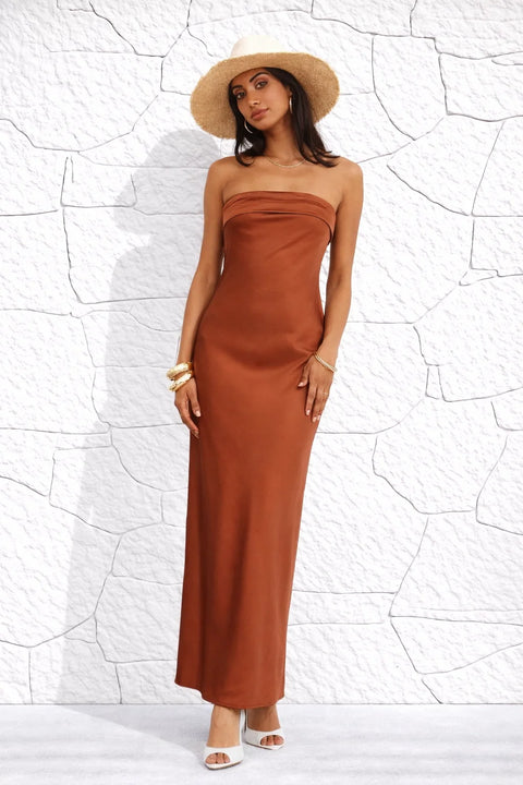 Robe longue couleur terre cuite