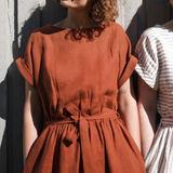 Robe midi terracotta femme