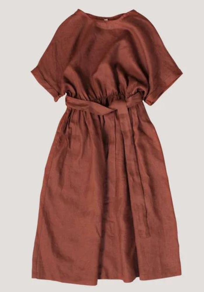 Robe midi terracotta détails