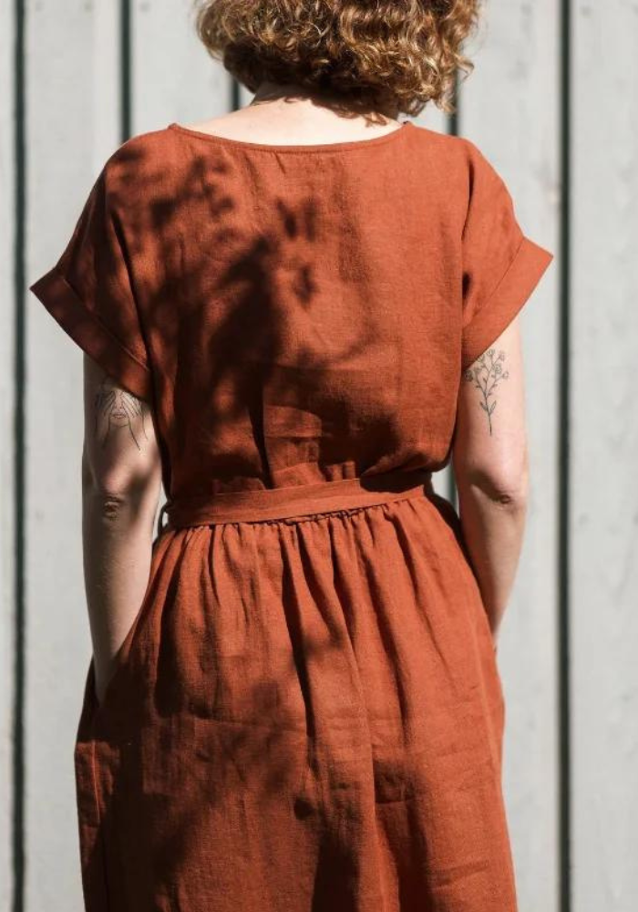 Robe midi terracotta de dos