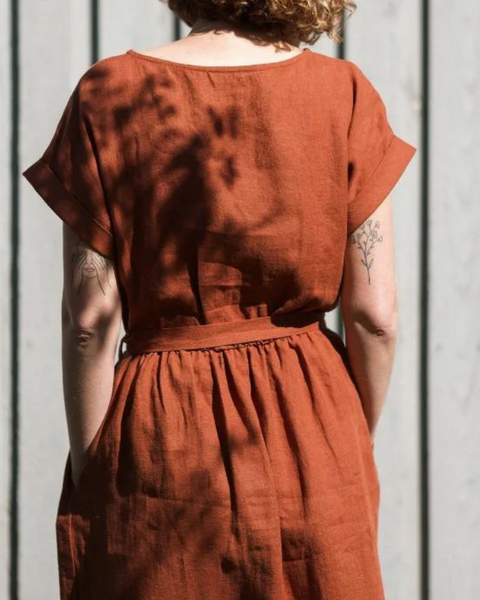 Robe midi terracotta de dos