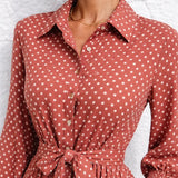 Robe rétro terracotta à pois