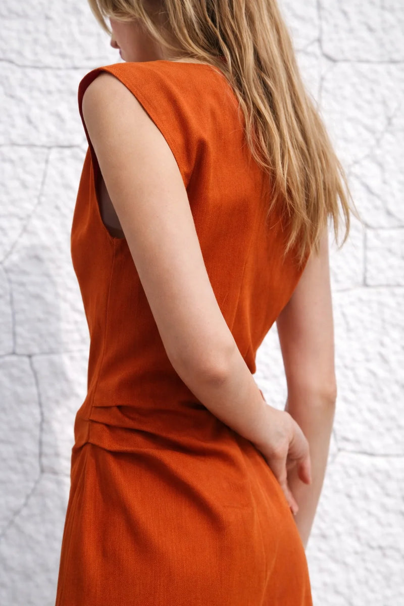 Robe rouille terracotta à fente