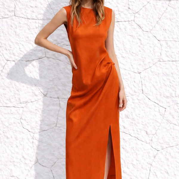 Robe rouille terracotta à fente