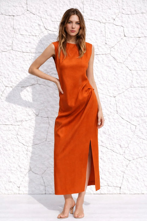 Robe rouille terracotta à fente