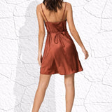 Robe satin terracotta courte