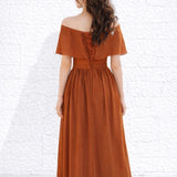 Robe témoin terracotta épaules dénudées