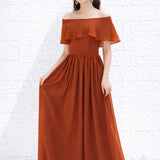 Robe témoin terracotta épaules dénudées
