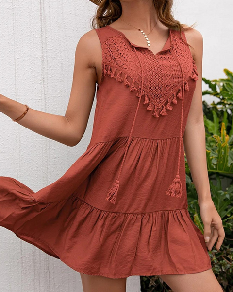 Robe terracotta dentelle femme