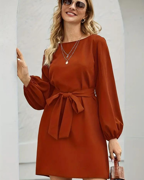 Robe terracotta manche longue